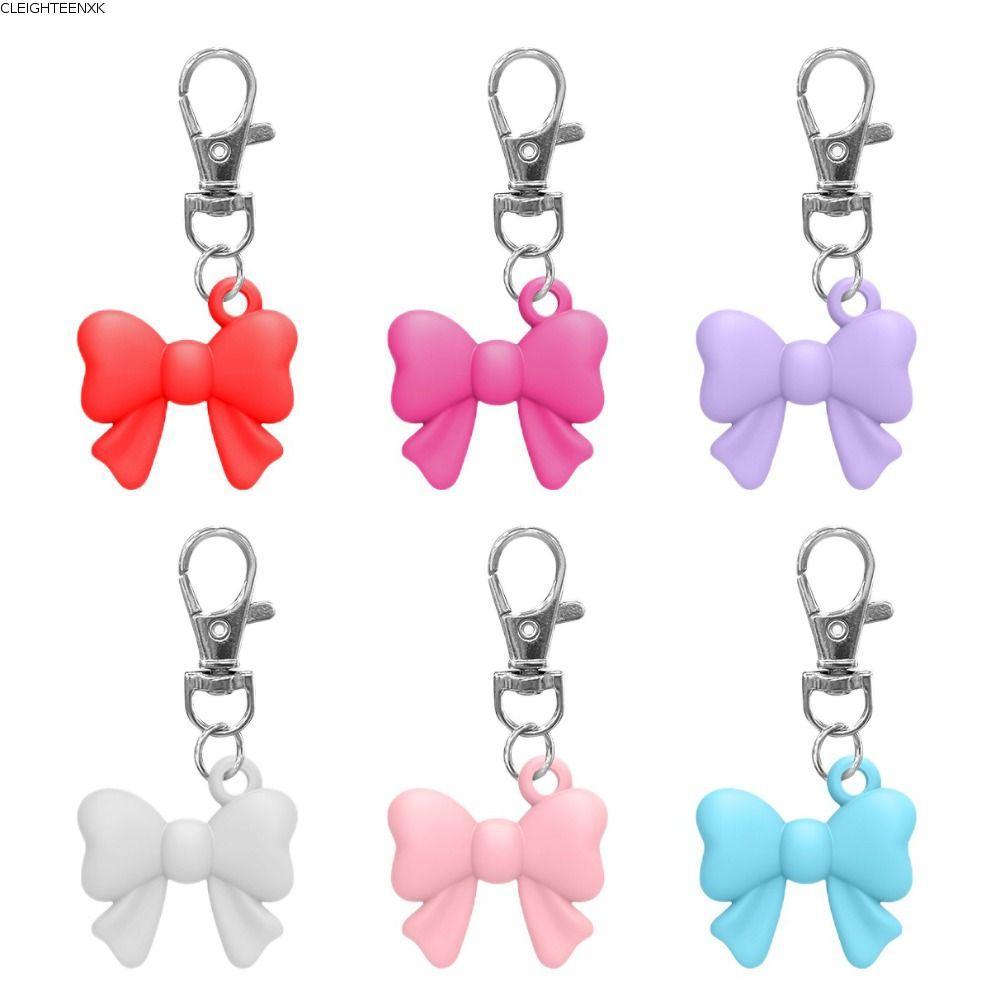 CLEIGHTEEN8H Lip Balm Holder, Portable Bowknot Keychain Lip Gloss Cap, Silicone Colourful Elastic Li