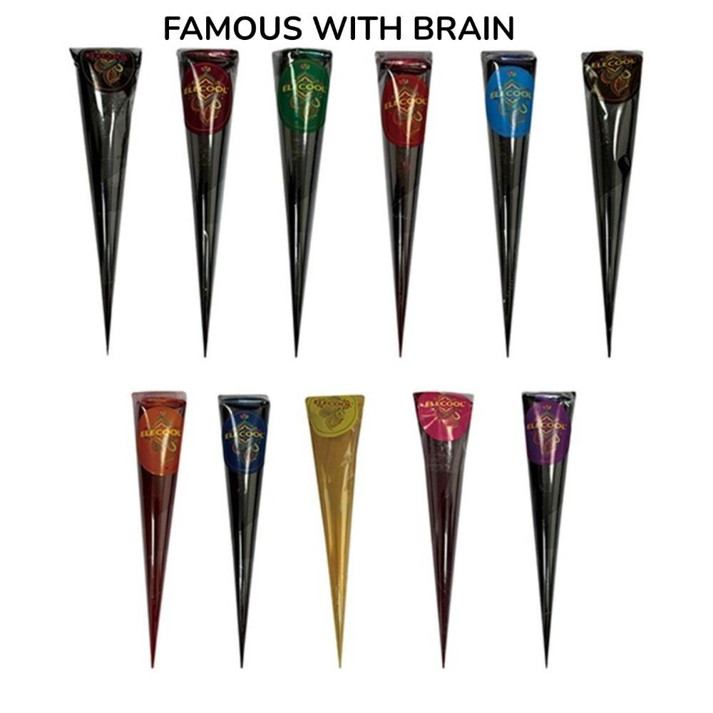 FAMOUS WITH BRAIN Henna Tattoo Cream, Temporary Black Brown Henna Paste Cone, Tattoo Cream Easy-To-U