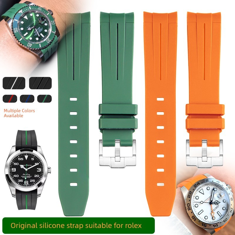 นาฬิกา ผู้ชาย seiko ของแทั นาฬิกาเด็กผู้หญิง สายนาฬิกา Rolex ของแท้ใช้ได้กับยางซิลิโคน RubberB สีดำแ