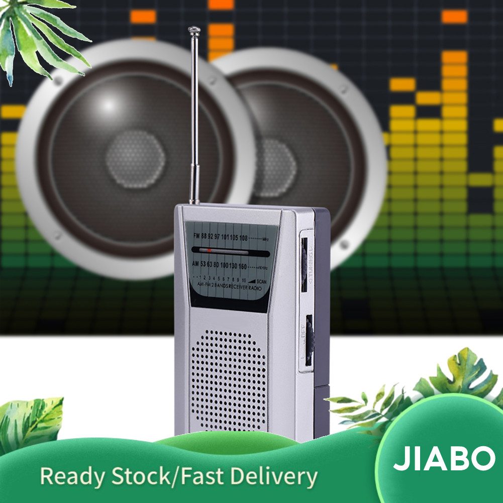 Jiabo วิทยุแบบพกพาขนาดเล็ก Mini FM/AM World Receiver ลำโพงในตัว 60 สถานี รองรับสถานีที่ตั้งไว้ล่วงหน