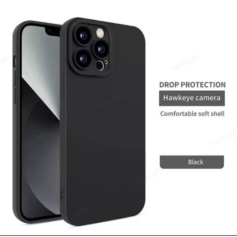 SLICON/CASE VIVO Y53/Y71/Y81/Y81 CASE MACAROON PRO CAMERA PLAIN BLACK FULL BLACK