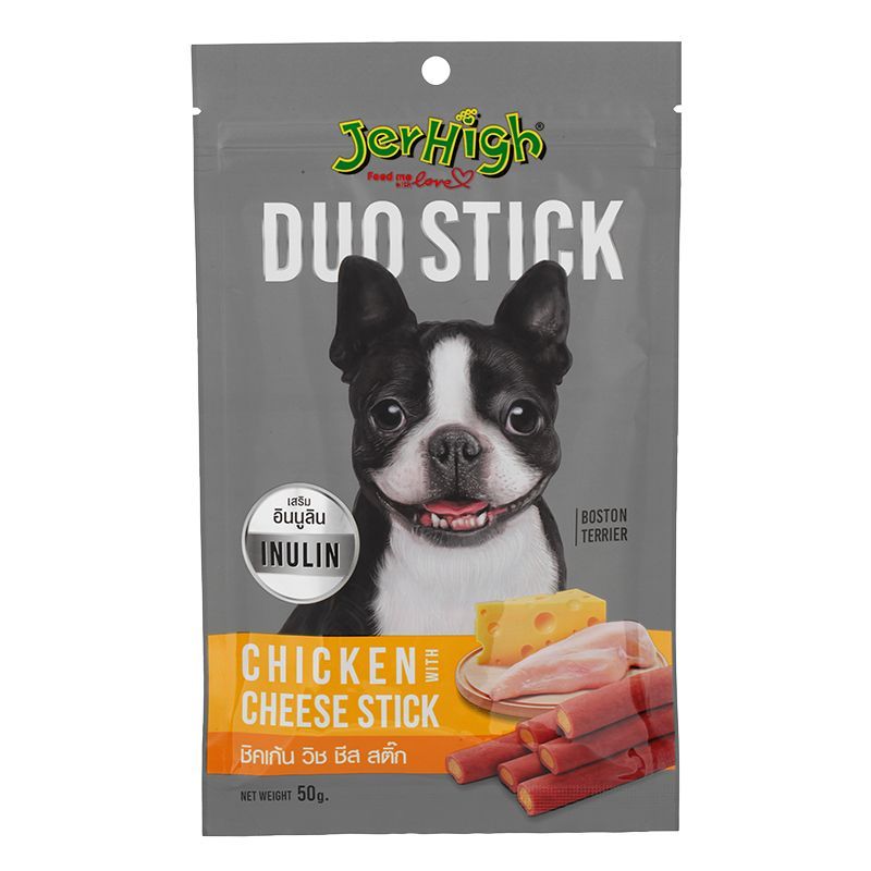 เจอร์ไฮดูโอ้สติ๊กขนมสุนัขรสไก่กับชีส 50กรัม Jerhigh Duo Stick Dog Snack Chicken With Cheese 50g.