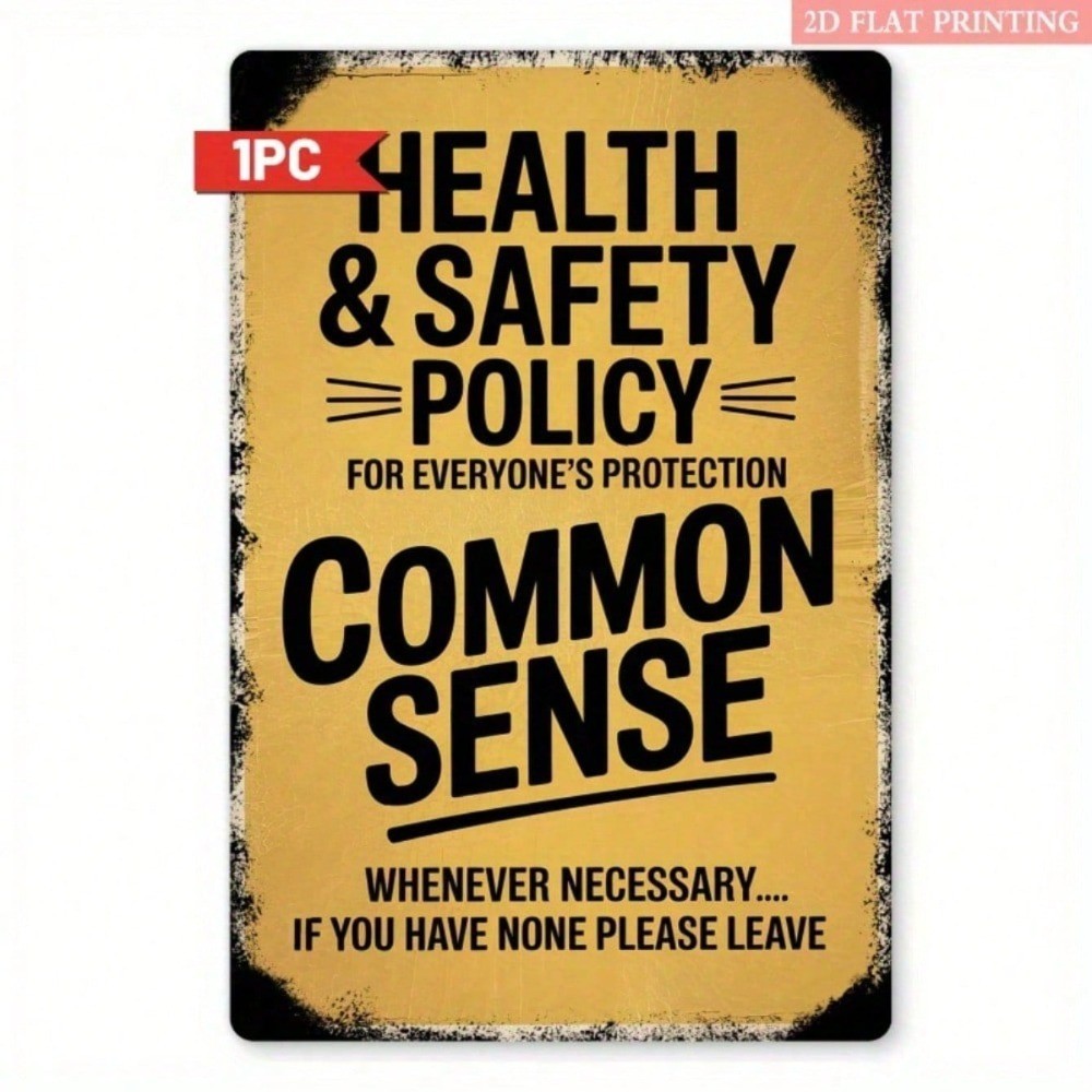 CIFbuy 1 ชิ้น Health & Safety ป้ายโลหะ 8x12in ตกแต่งบ้านสํานักงานตลก