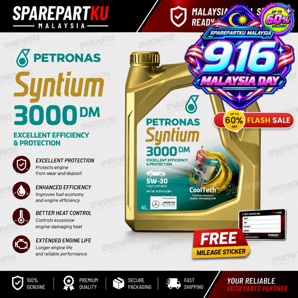 PETRONAS SYNTIUM 3000 DM 5W30 FULLY SYNTHETIC ENGINE OIL 4L API SP ACEA A3/B4