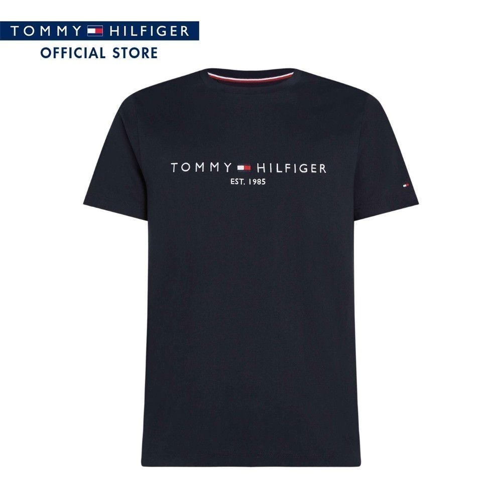 Tommy Hilfiger เสื้อยืดผู้ชาย รุ่น MW0MW16171 DW5 - สีน้ำเงิน ทรง Slim Fit
