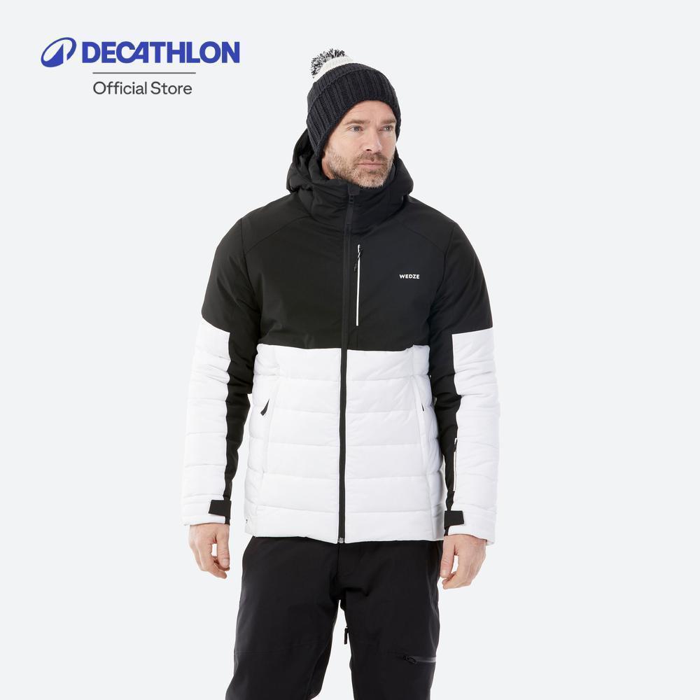 Decathlon Men’S Warm Ski And Snowboard Jacket 100 เสื้อแจ็คเก็ตกันหนาวสำหรับผู้ชายใส่เล่นสกีและสโนว์บอร์ด - Black/White