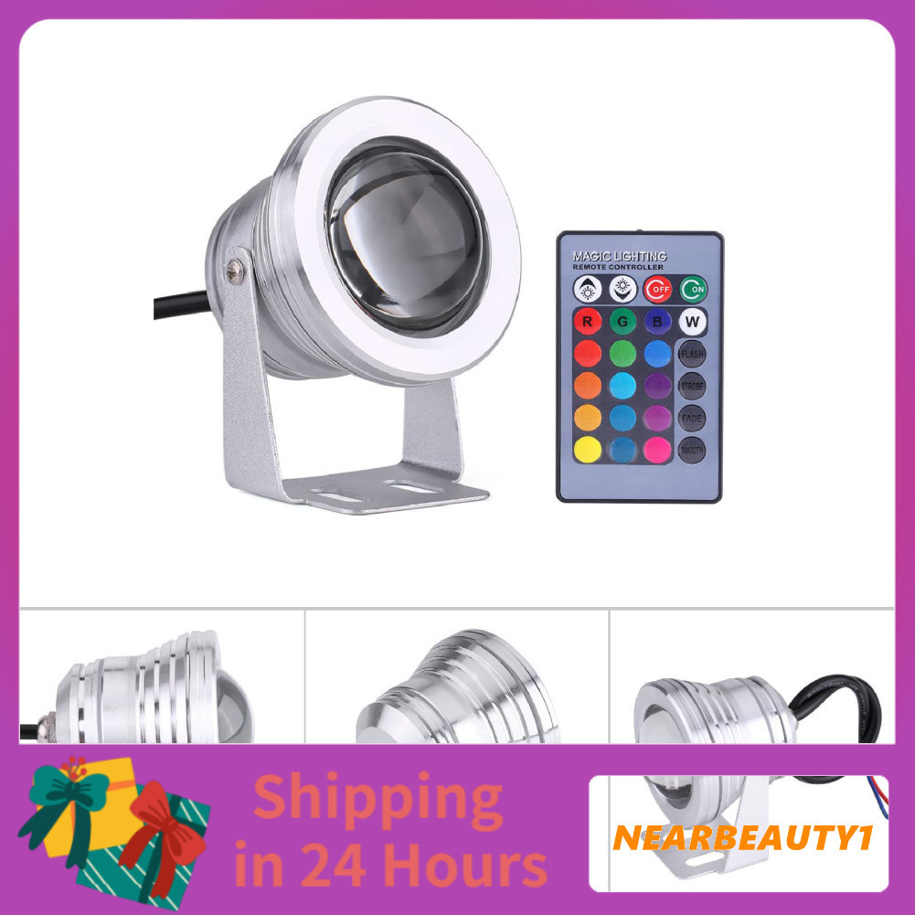 Nearbeauty1 Estink 10W 12V RGB LED สปอตไลท์สำหรับเรือเดินทะเลเรือยอชท์โคมไฟกลางแจ้งพร้อมรีโมทคอนโทรล