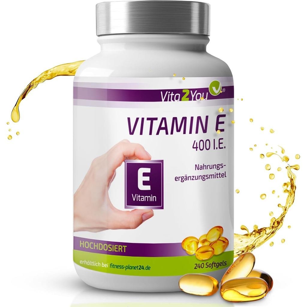Vita2You Vitamin E 400 IU - 240 Softgel Capsules - 416mg Vit E - โดสสูง - 8 เดือนซัพพลาย - คุณภาพระด