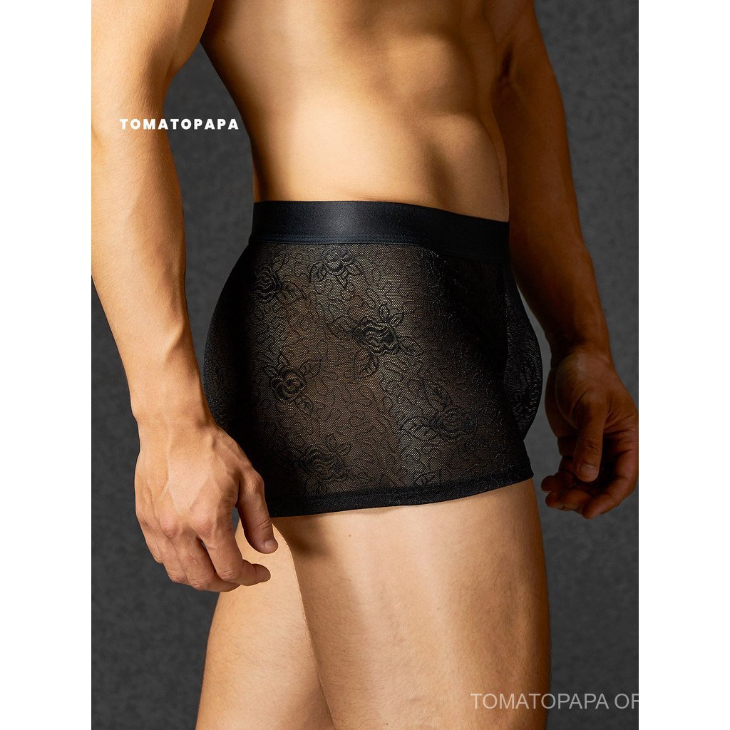 TOMATOPAPA ผู้ชายผ้าไหมน้ําแข็งกางเกงนักมวย-Breathable กว้างแบนเข็มขัดกางเกงนักมวย Double-Layer Crotch Anti-Pinching สะโพก — صورة 2