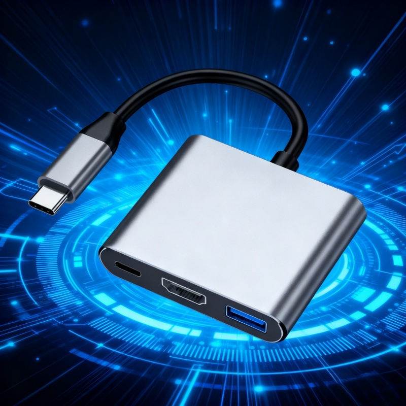 อะแดปเตอร์ฮับ USB-C 3-in-1 4K HDMI Docking Station สําหรับแล็ปท็อปและการเชื่อมต่อโทรศัพท์