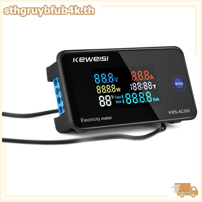 ST KWS-AC300 โวลต์มิเตอร์แบบดิจิตอล AC 50-300V แรงดันไฟฟ้า 45-65Hz Power Energy Meter LED AC Wattmeter 0-100A เครื่องตรวจจับ TH