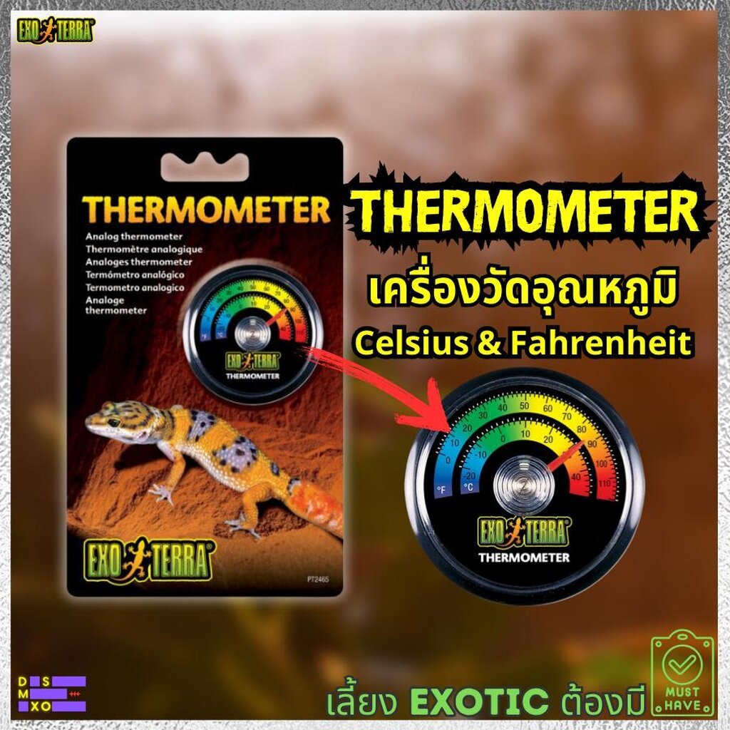 EXO TERRA Analog Thermometer เครื่องวัดอุณหภูมิสำหรับสัตว์เลี้ยง ติดตั้งไว้ในตู้เลี้ยงได้