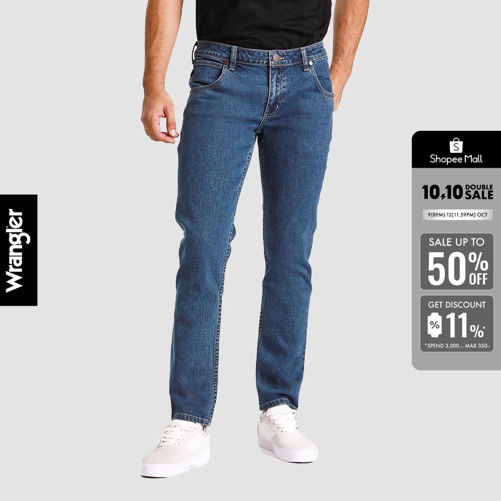WRANGLER กางเกงยีนส์ผู้ชาย เอวต่ำ ทรงเข้ารูป รุ่น WR SC23MSPZC05 สียีนส์