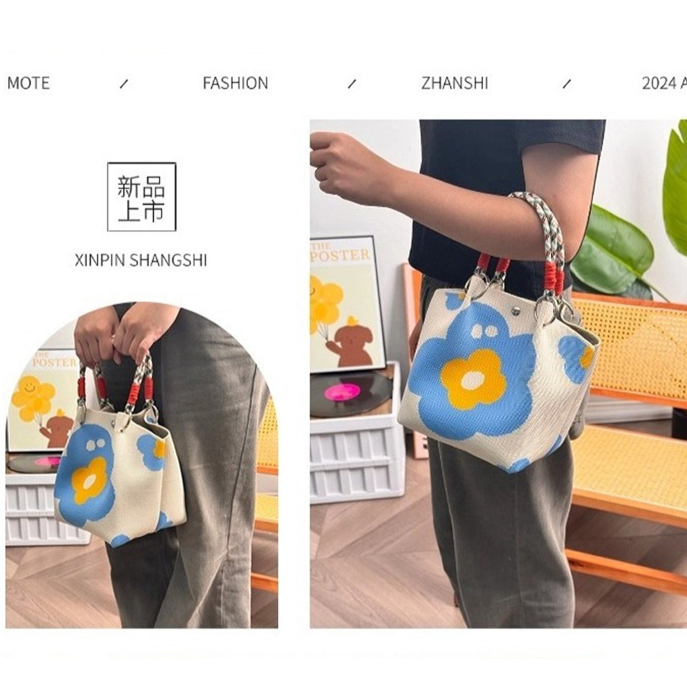 กระเป๋าถือ ผีเสื้อถักกระเป๋าผู้หญิงกระเป๋ ความจุขนาดใหญ่ ดีไซน์น่ารัก หัวเข็มขัดแม่เหล็ก น้ำหนักเบา - รูปที่ 7