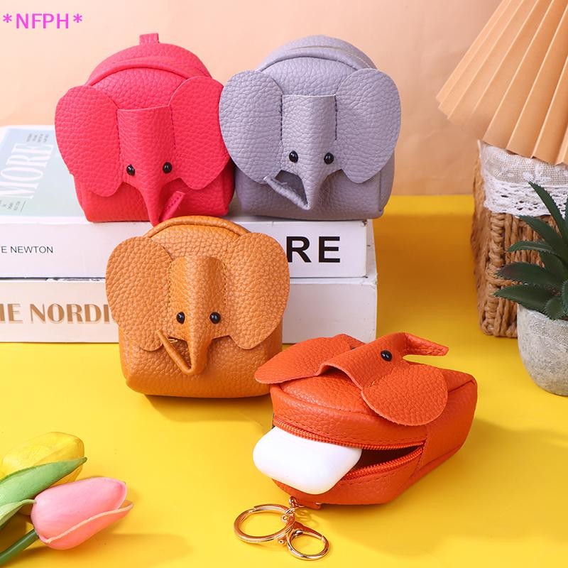 NFPH> หนังช้างเงินกระเป๋าผู้หญิงกระเป๋าใส่เหรียญพร้อมแหวนกุญแจมัลติฟังก์ชั่ซิปการ์ตูนกระเป๋าเก็บกรณีที่สําคัญใหม่