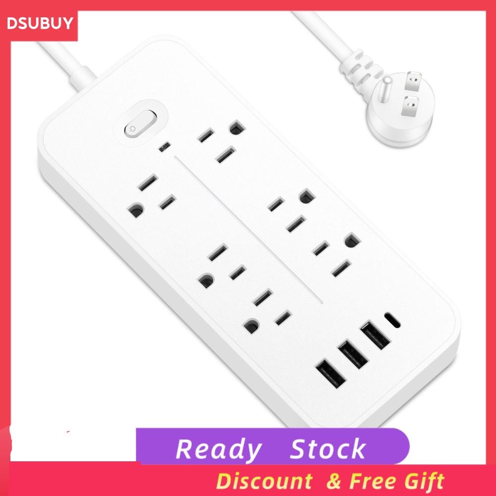 Dsubuy US Plug Power Strip 6 Outlet Outlet Protection Protector Surge Protector 1 Type C พอร์ตสำหรับ