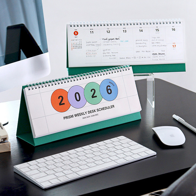 2026 KOREA CALENDAR — INDIGO Prism Horizontal Weekly Desk Scheduler