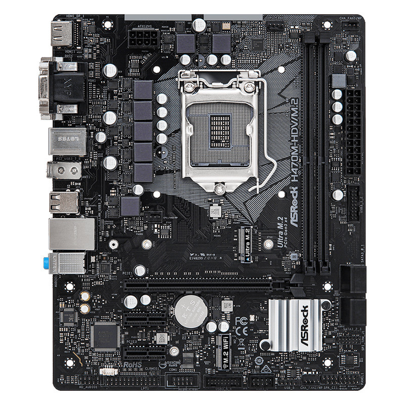 ASRock H470M-HDV/M.2 เมนบอร์ดคอมพิวเตอร์เดสก์ท็อป M-ATX บอร์ดขนาดเล็กรุ่นที่สิบ LGA1200 การ์ดเครือข่