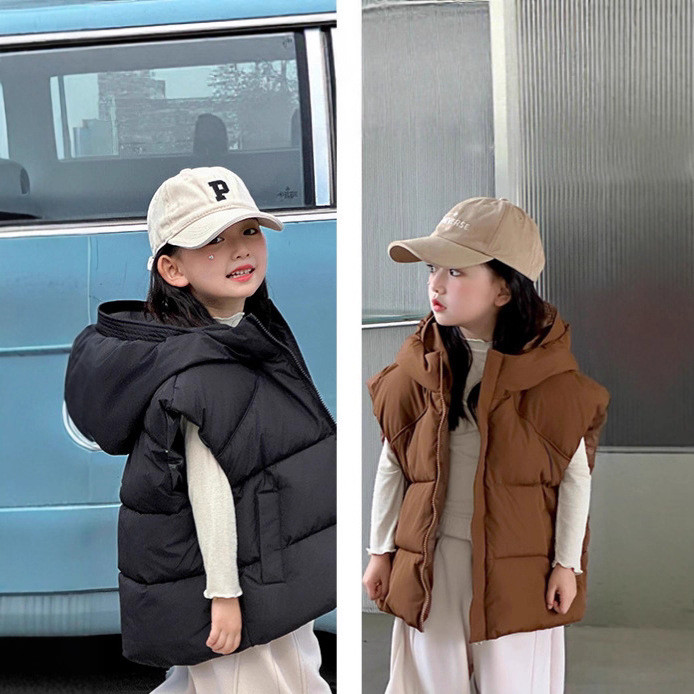เสื้อกั๊กเด็กผ้าฝ้าย หนากันลม อุ่นในฤดูใบไม้ร่วงและฤดูหนาว