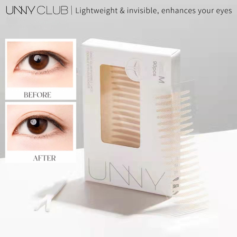 UNNY Club สติกเกอร์ตาสองชั้น ลูกไม้ ตา กันน้ำ กันเหงื่อ ติดทนนาน เนียนบาง 120ชิ้น