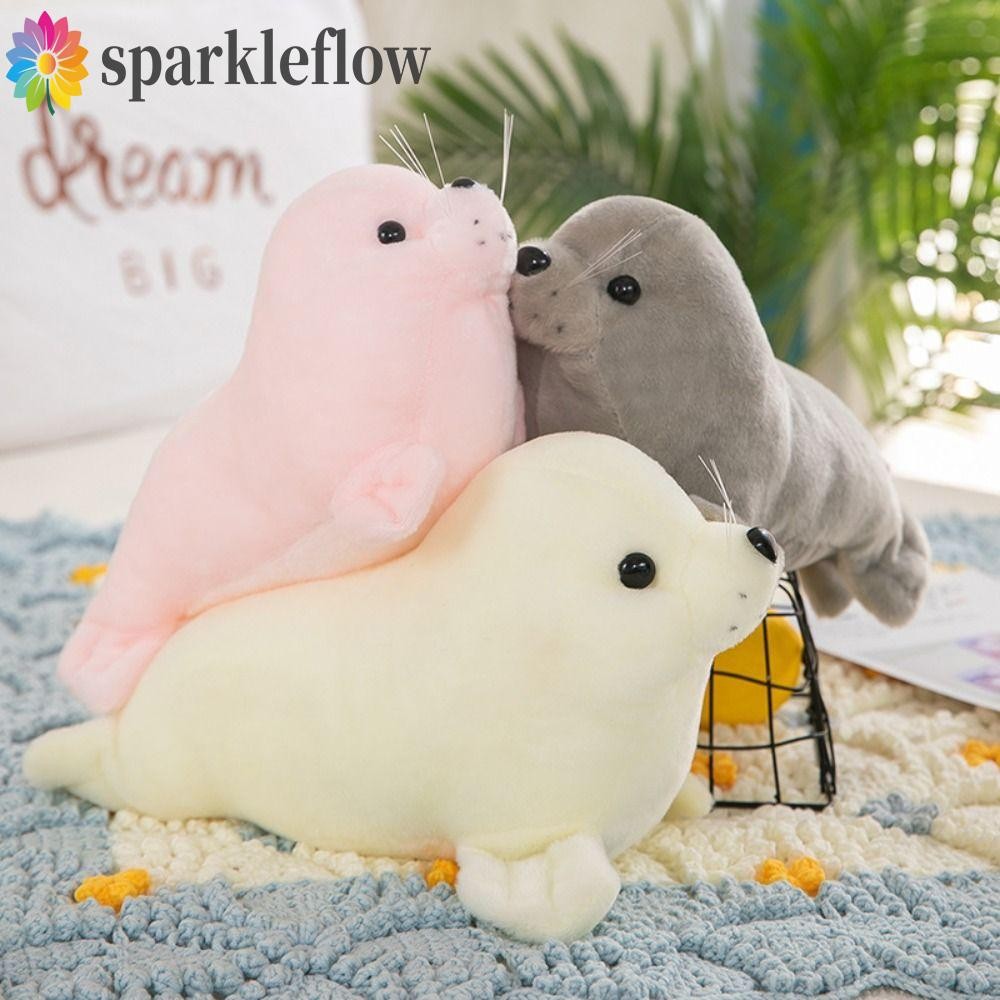 SPARKLEFLOW Seal Plush ตุ๊กตาของเล่น, Soft Fluffy Seal ตุ๊กตาตุ๊กตา,แฟชั่นน่ารักขนสัตว์ Plushy Sea L