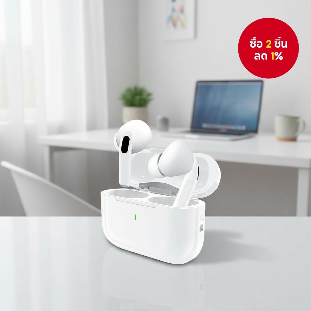 J206 หูฟังไร้สายบลูทูธ 5.3, หูฟังอินเอียร์พร้อมไมโครโฟน, เสียงคมชัด, ตัดเสียงรบกวน, รองรับหลายอุปกรณ