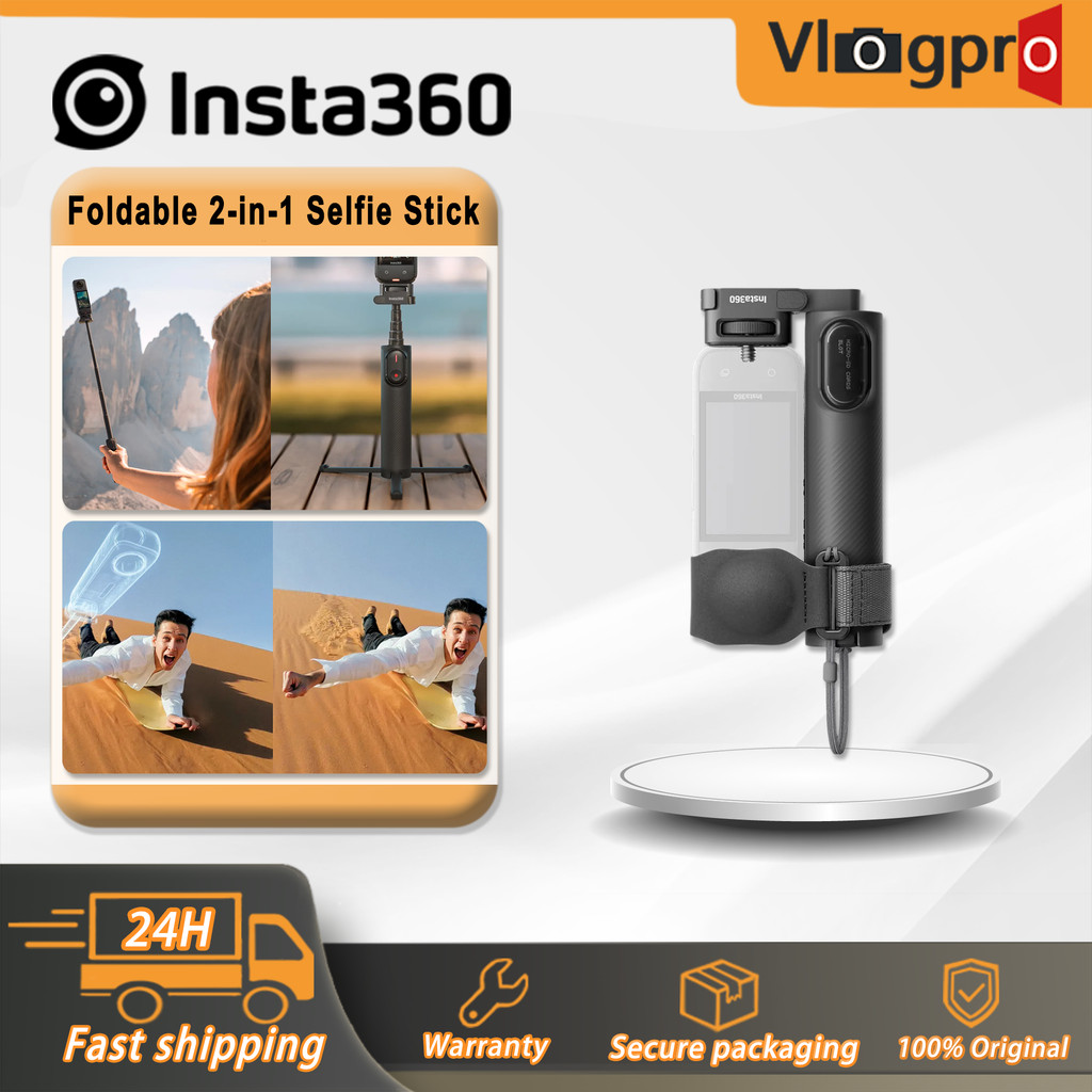 Insta360 แบบพับได้ 2-in-1 Selfie Stick (1/4 "Mount) สําหรับ Insta360 X5Insta360 X4Insta360 X3