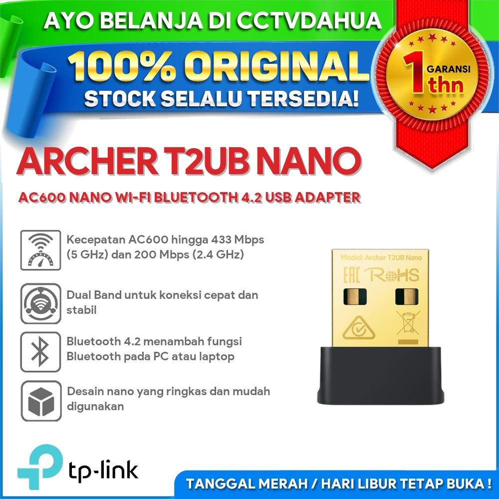 TP-LINK ARCHER T2UB NANO AC600 NANO WI-FI BLUETOOTH 4.2 อะแดปเตอร์ USB