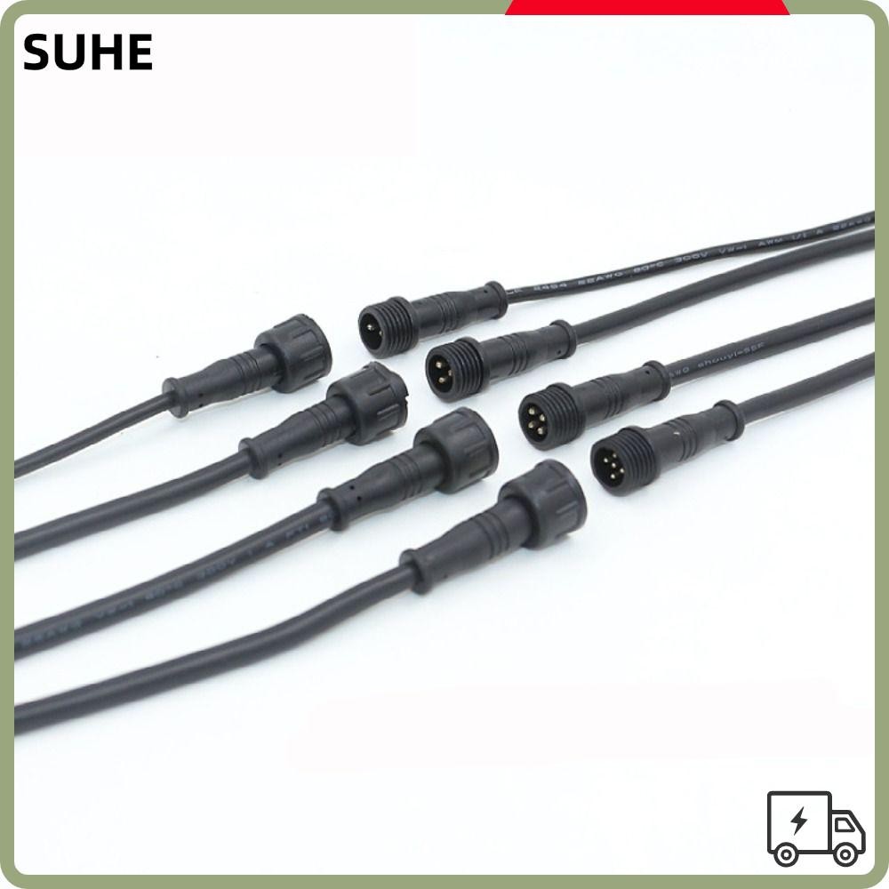 SUHE 2Pin 3Pin 4Pin แจ็ค, IP67 2Pin 3Pin 4Pin ชายหญิง LED Connector, 20 ซม.สีดําสายกันน้ํา LED Conne