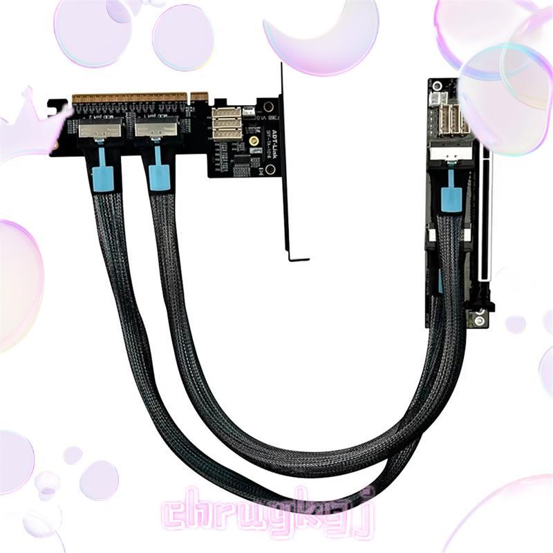 PCIe 4.0 X16 MCIO กราฟิกการ์ดแยกการ์ด Extender สาย GEN4 PCIE X16 ถึง X8 X8 Bifurcation อะแดปเตอร์ Ri