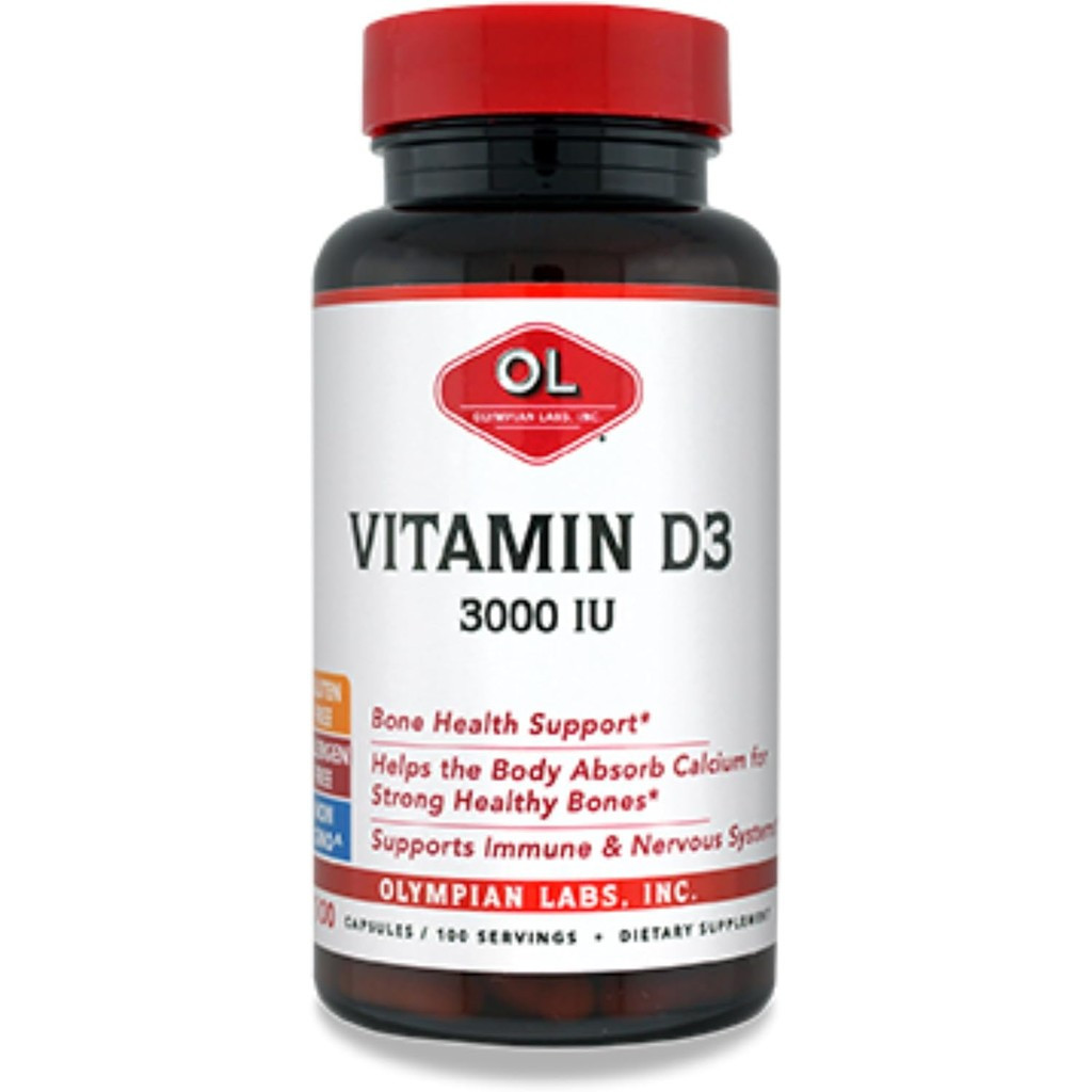 Olympian Laboratory Vitamin D3 3000 IU 100 แคปซูลเสริมสร้างกระดูก