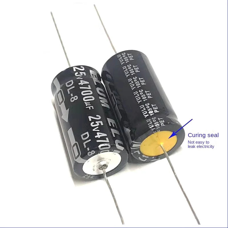 5PCS ของแท้กรอง Capacitor 4700uf axial polarized electrolytic Capacitor 25 V 4700uf 18X36 มม.