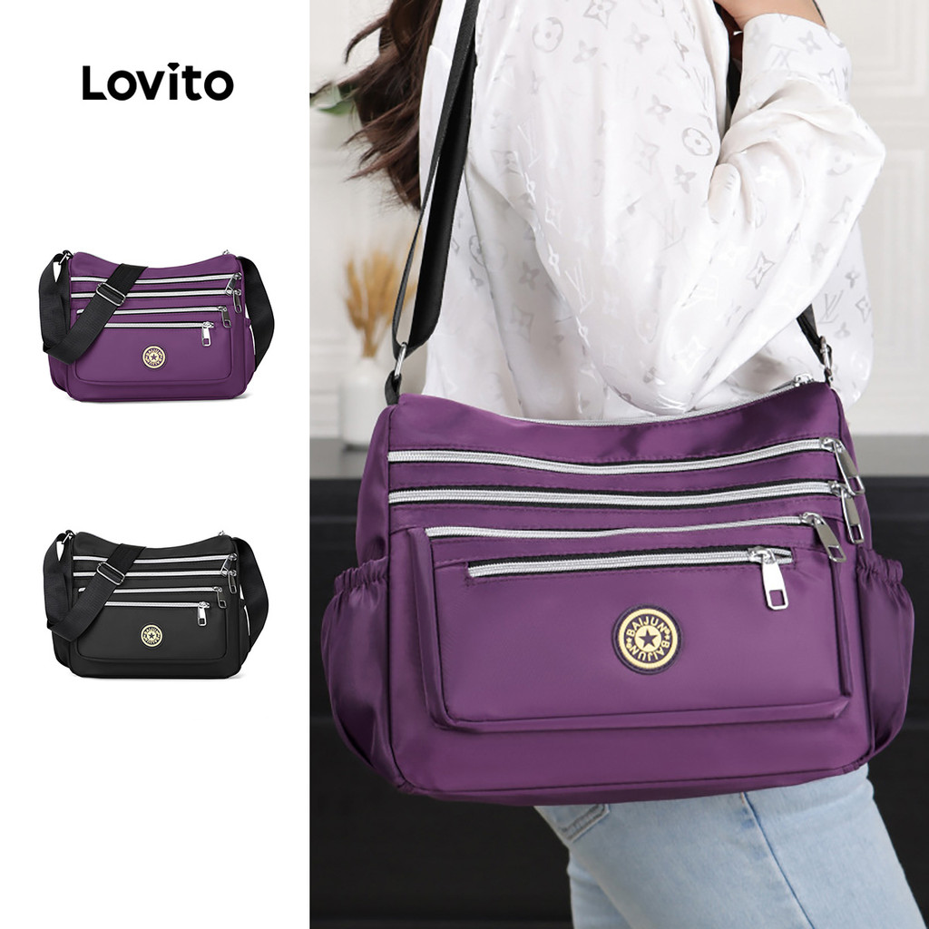 Lovito กระเป๋าโท้ทสายไหล่ แบบหลายช่องสำหรับผู้หญิง LFA90324