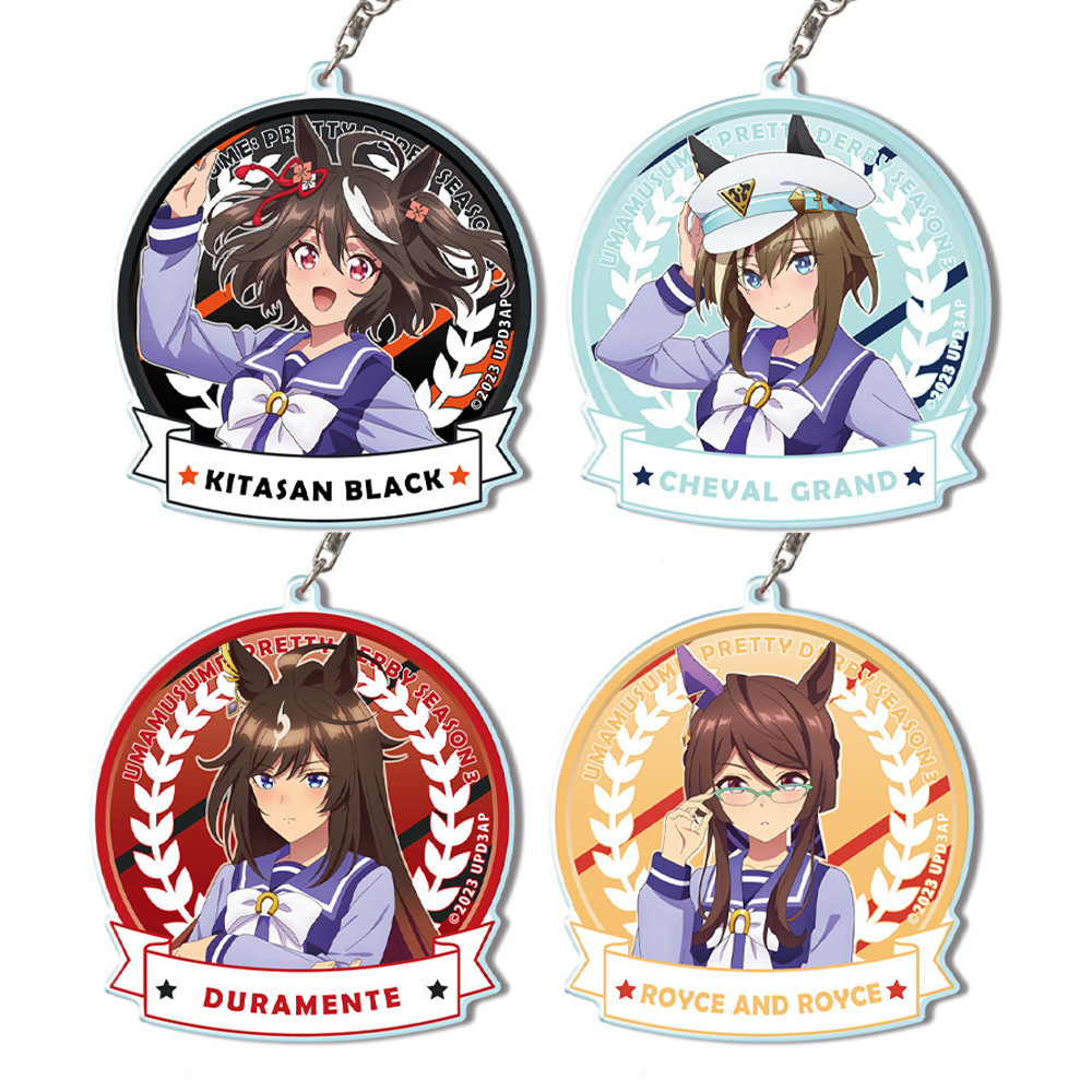 Uma Musume สวย Derby Kutasan สีดํา Cheval Grand Duramente Verxina Vivlos HD อะคริลิคพวงกุญแจแฟน Charm ของขวัญกระเป๋า