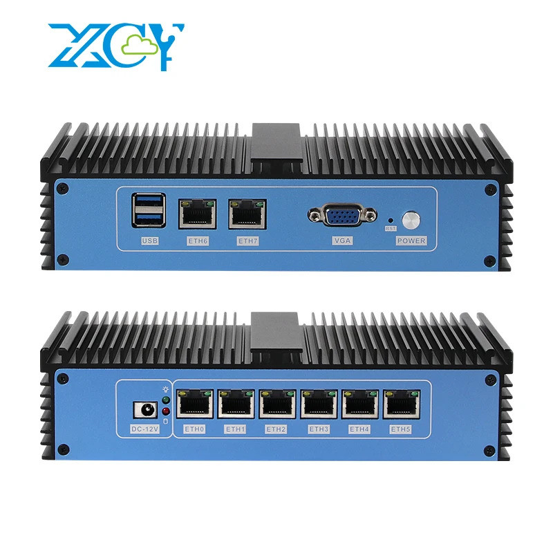 XCY Firewall Mini PC 8x Ethernet i211AT NIC intel Celeron 3865U CPU เข้ากันได้กับ Windows Ubuntu Pfs