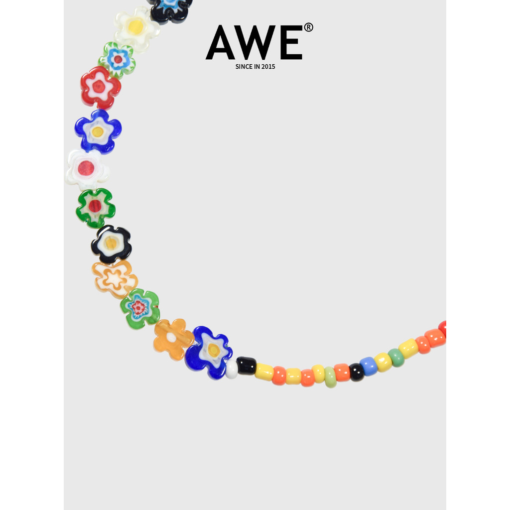 AWE สร้อยคอลายดอกไม้สีสันสดใส สำหรับผู้หญิง