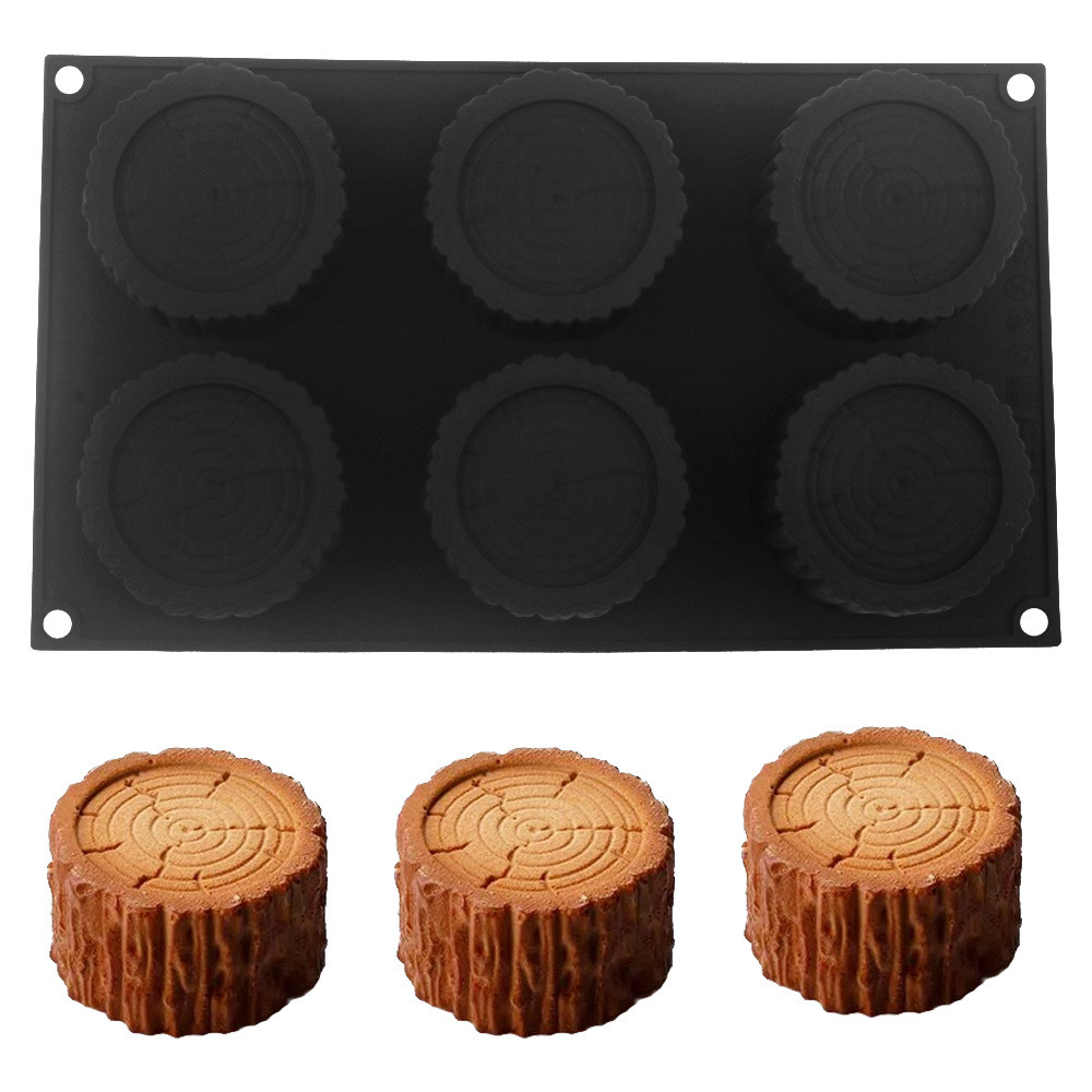 จําลองตอมูสเค้กซิลิโคนแม่พิมพ์ ทําเอง ช็อคโกแลตตกแต่งเครื่องมืออบรอบตอไม้แม่พิมพ์ทรงกระบอก - รูปที่ 6