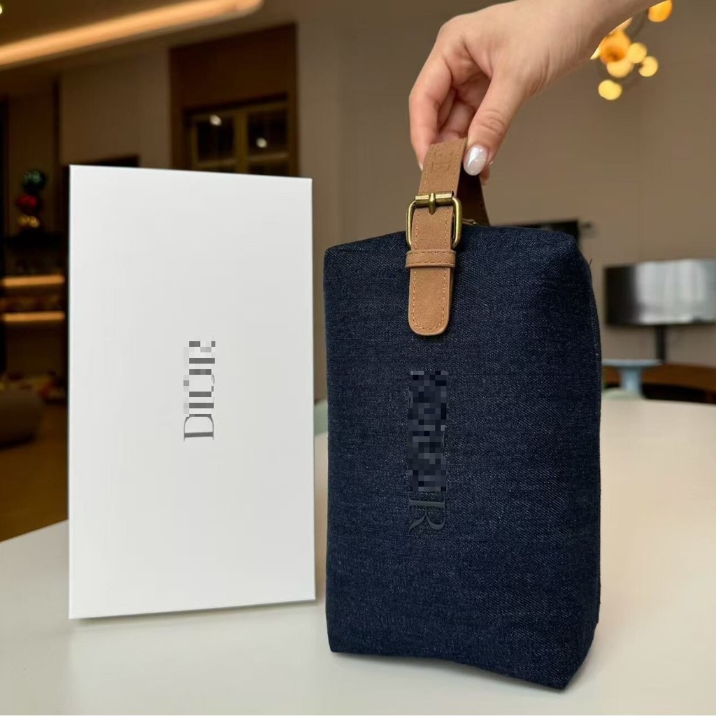 Wilderness Denim Cosmetic Bag Men Toiletry Bag Storage Bag กล่องของขวัญใหม่เอี่ยมบรรยากาศเรียบง่าย