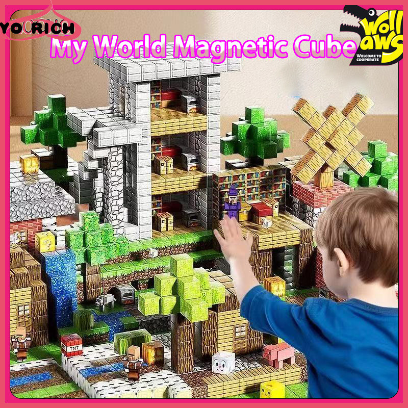 Minecraft Magnetic Block DIY Building Blocks ของเล่นบล็อกมัลติฟังก์ชั่นเป็นของเล่นเพื่อการศึกษาสําหรับเด็กอายุมากกว่า 3 ปี ราคา ถูกที่สุด ดีลบีเคเค