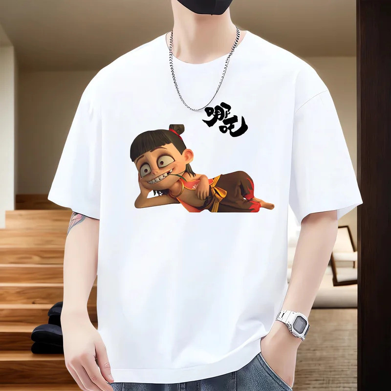 เสื้อยืดพิมพ์ลาย Nezha น่ารัก Unisex