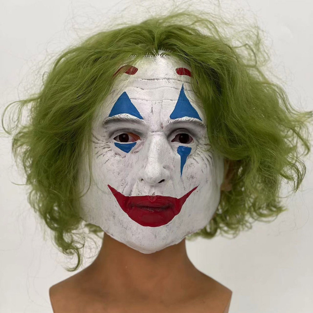 Dark Knight Joker Latex Joker Green Hair หน้ากากฮาโลวีน Batman Headgear