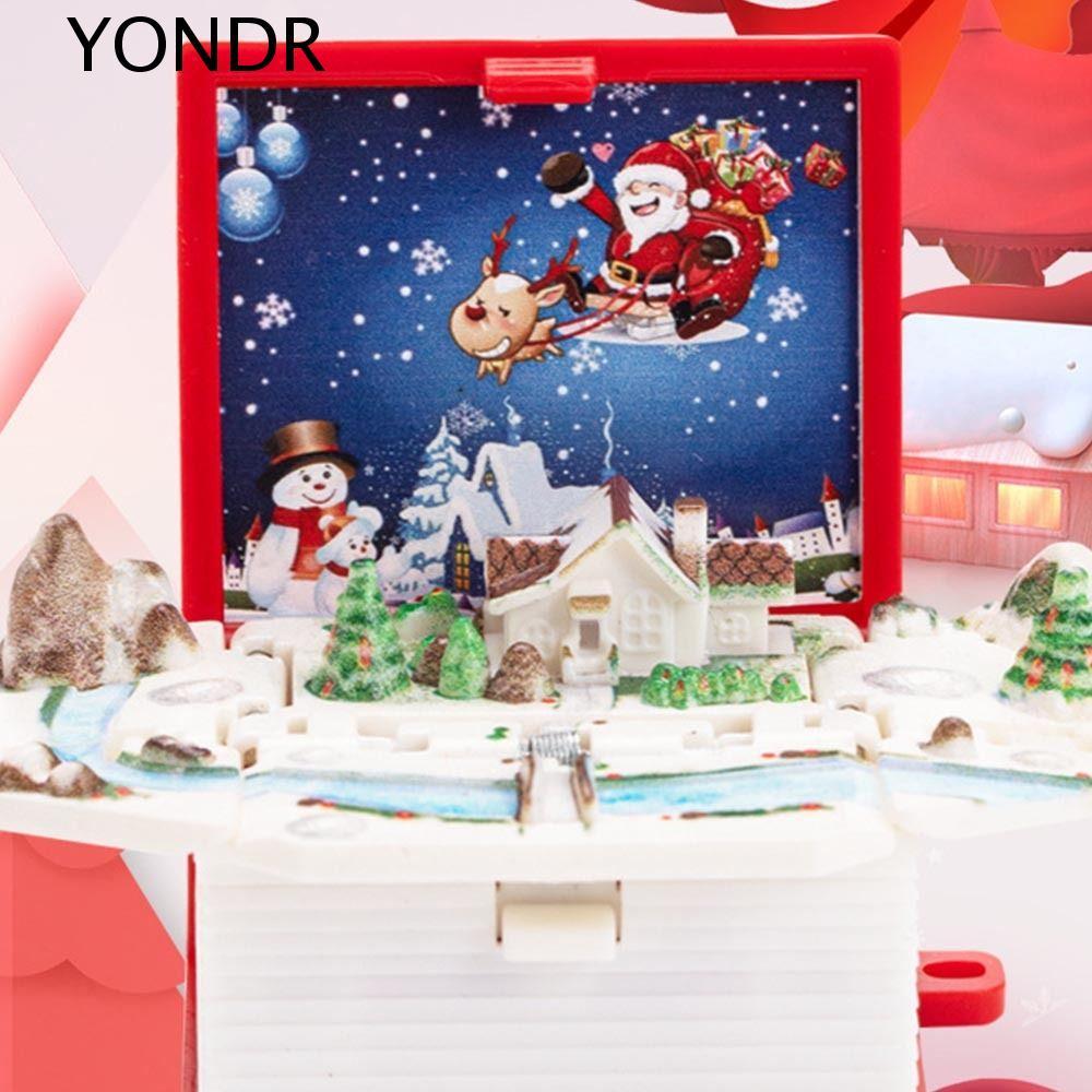 YONDR หนังสือพับคริสต์มาสซานต้า, พวงกุญแจหนังสือพับขนาดเล็ก 3D 3D, โมเดลที่เก็บกุญแจกระท่อมปราสาทสร้างสรรค์