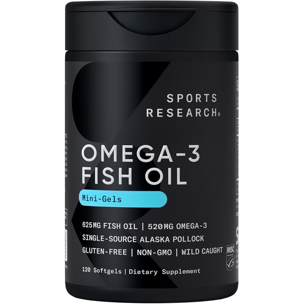 การวิจัยกีฬา Fish Oil Mini-Softgels - Easy to Swallow Omega-3 Fatty Acids จาก Wild Caught Alaska Pol
