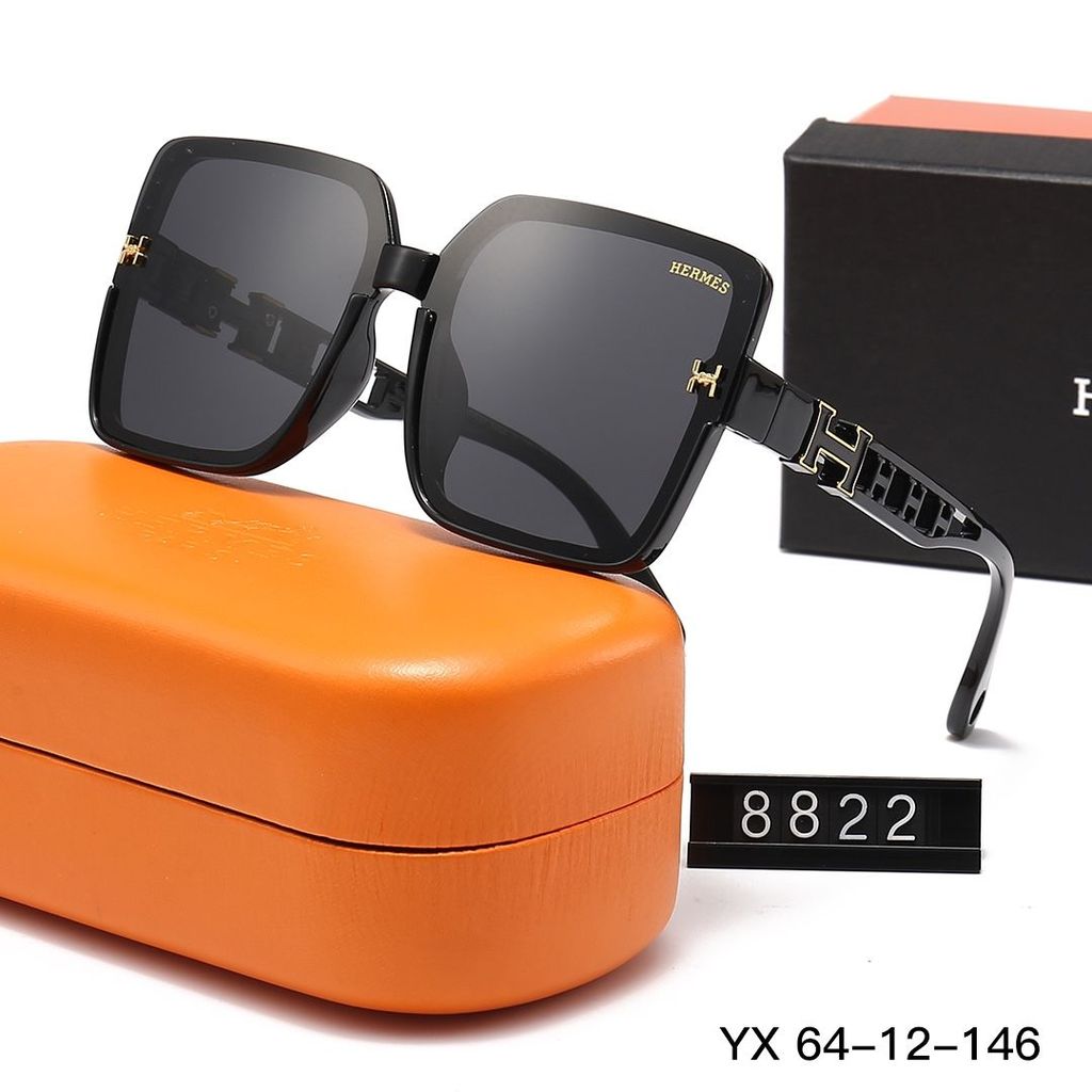 HERMES7723 แว่นกันแดดผู้หญิง ออกแบบสำหรับใบหน้ากลม ป้องกันรังสี UV