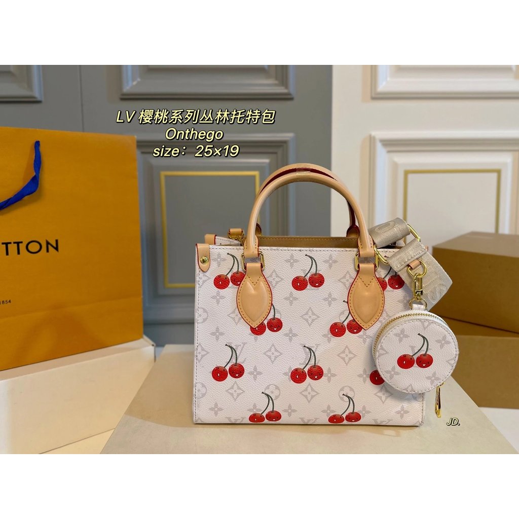 LV กระเป๋าโท้ต onthego Cherry Series Jungle สไตล์ใหม่