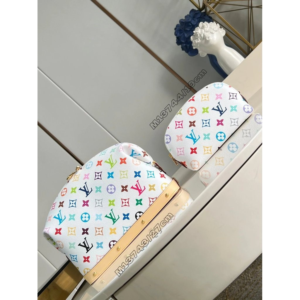 LV25 Takashi Murakami Co-Branded Pochette Cosm é tique Cosmetic Bag Clutch Bag Storage Pochette Men 