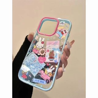 XINGX Miffy กระต่ายเล่นโปร่งใสเคสโทรศัพท์ Drop-Resistant สําหรับ iPhone 16 Promax 15 Promax 11 12 13mini XS XR XS Max 78se 7plus 6SP 6S