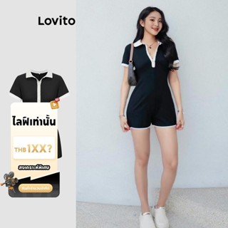 (LIVE STREAM SALE) จั๊มสูทขายาว บล็อกสี สไตล์สปอร์ตธรรมดาสำห…