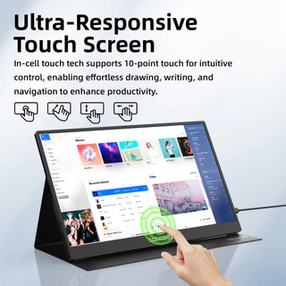 GOOJODOQ 15.6 Ultra-thin Touch Monitor ที่สวยงาม 1080P Full HD Display Magnetic ที่ถอดออกได้ Cover ความเข้ากันได้กว้าง