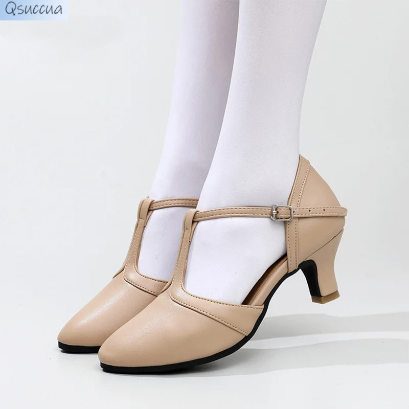 ผู้หญิงรองเท้าเต้นรําสมัยใหม่ Ballroom Tango Latin Salsa รองเท้า Ballroom หนังไมโครไฟเบอร์รองเท้าส้น